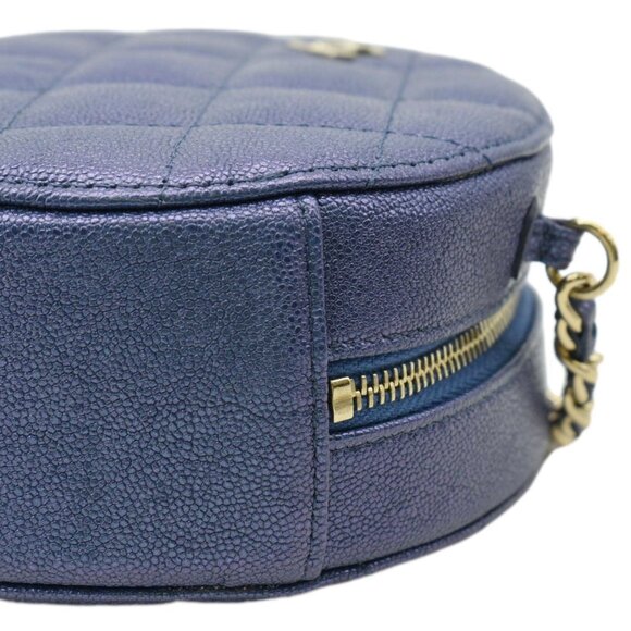 CHANEL  Round Clutch with Chain Mini Quilted Iridescent Caviar Leather Crossbody - Picture 8 of 15